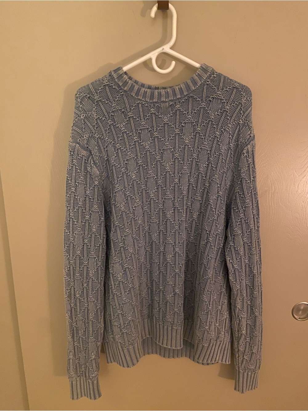 American Eagle Outfitters Light Blue Cable Crewneck Sweater